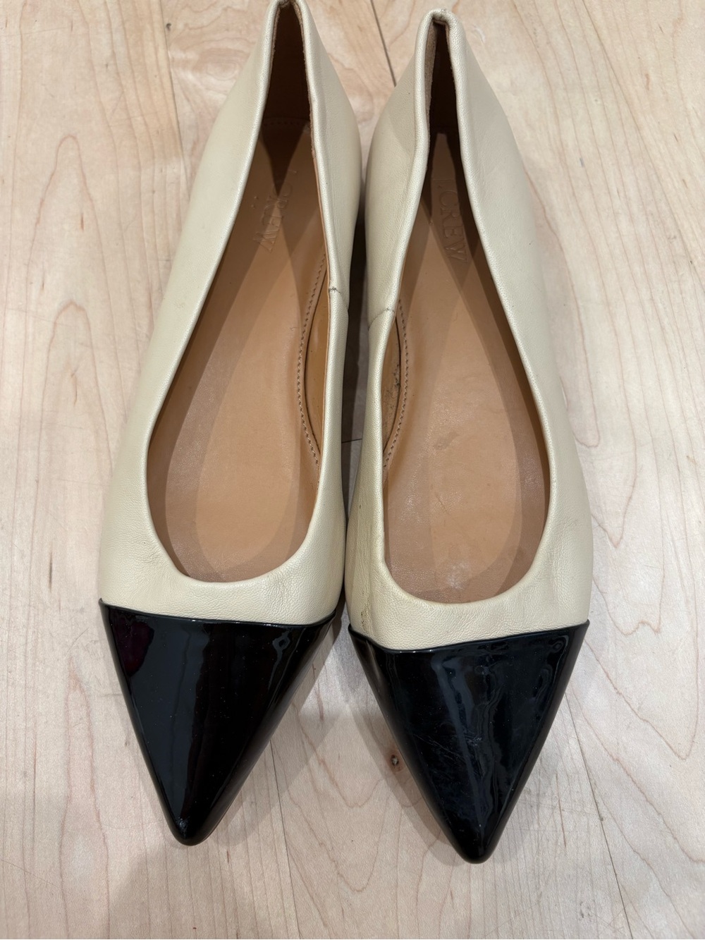 J Crew Pointed Toe Chanel Style Leather Ballet Flat
